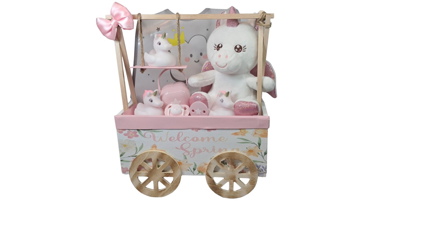 Cesta para Recién Nacido con Unicornio – Regalo Original para Bebé | Cesta Baby Shower