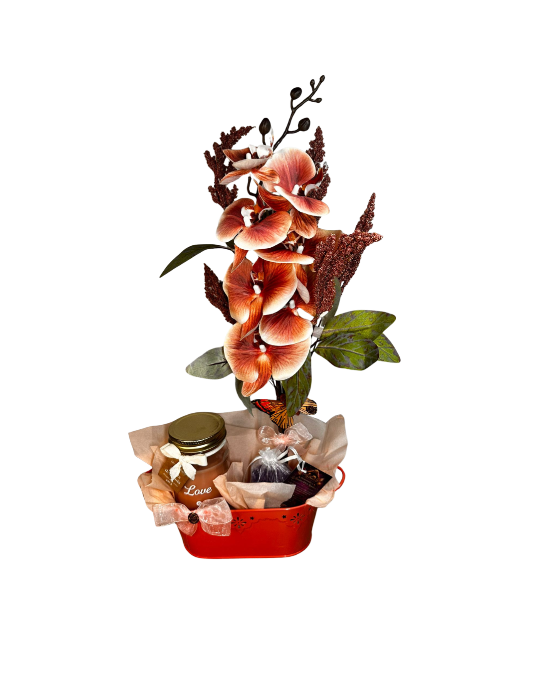 Centro floral elegante con vela | Regalo especial Día de la Madre