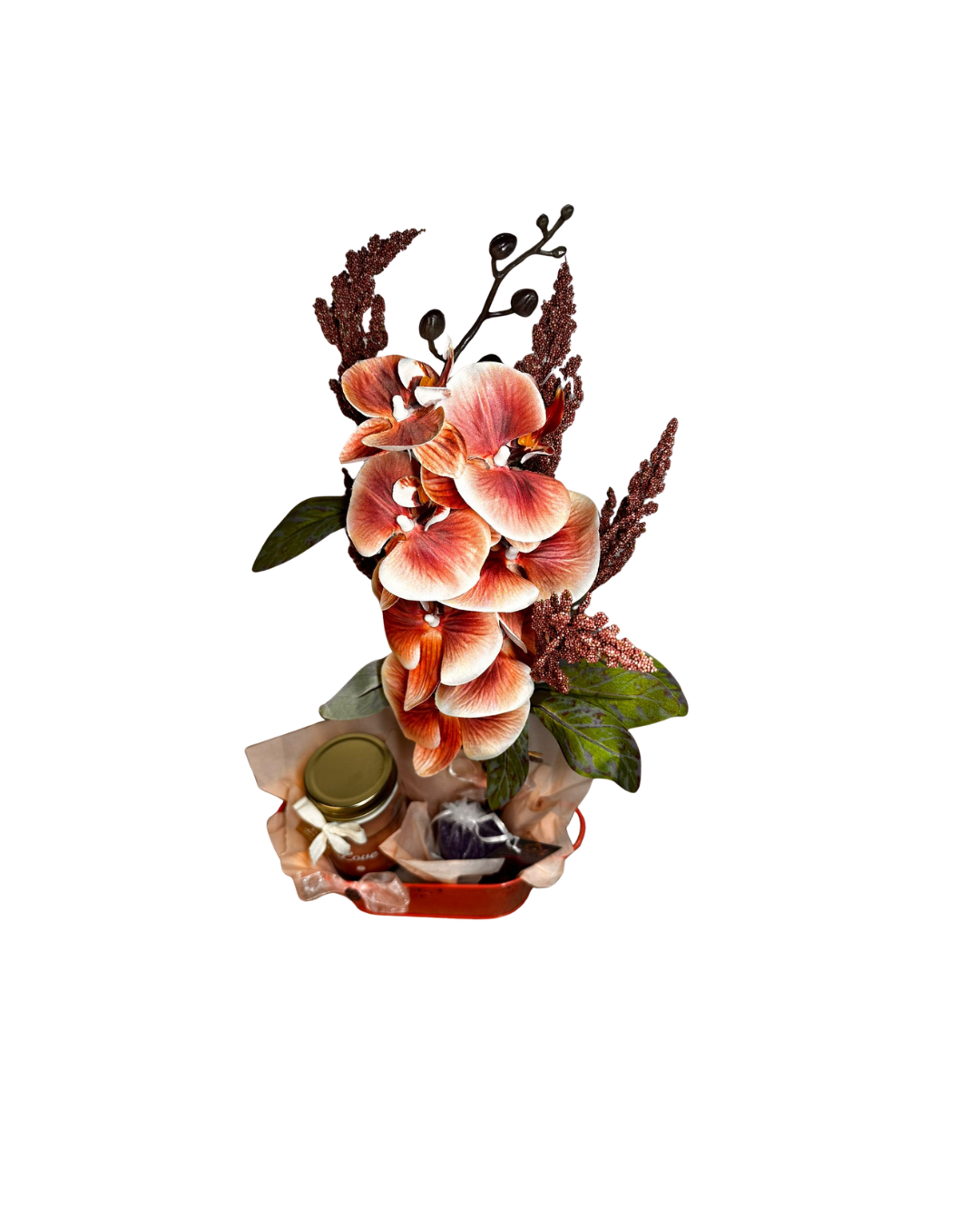 Centro floral elegante con vela | Regalo especial Día de la Madre