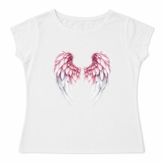 Camiseta con Alas Rosas Ángel – Estilo Delicado