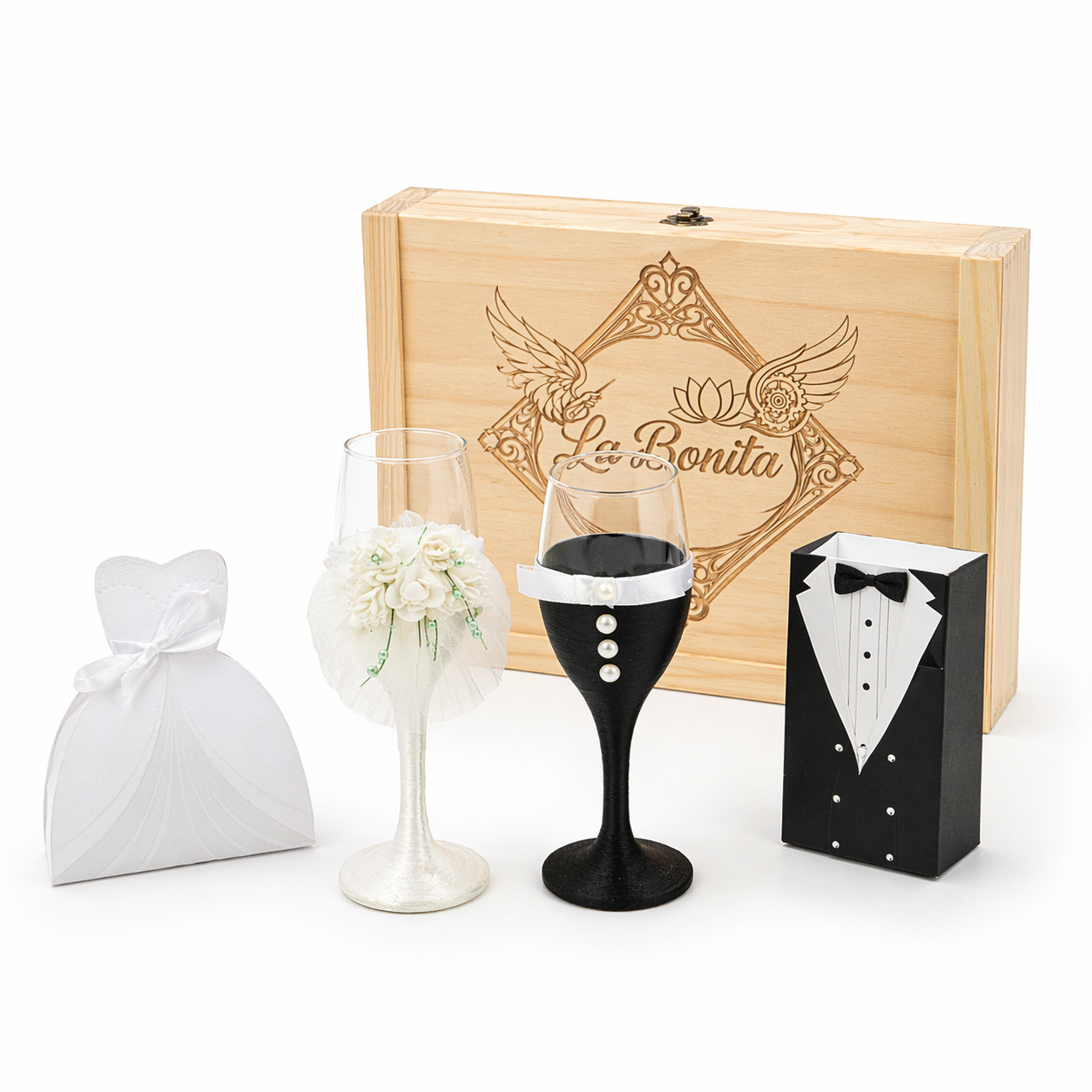 Kit primer brindis boda personalizado | Copas grabadas regalo novios original