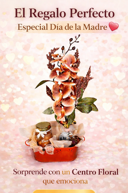 Centro floral elegante con vela | Regalo especial Día de la Madre