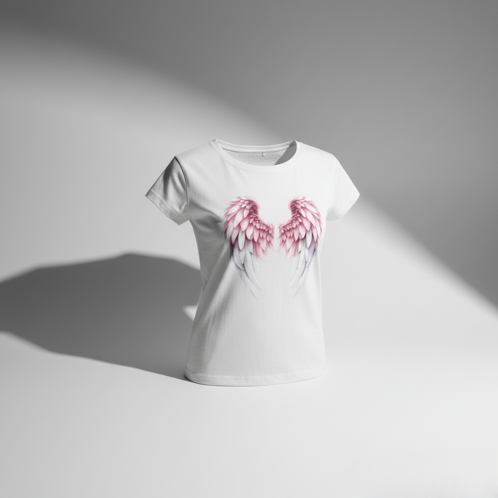 Camiseta con Alas Rosas Ángel – Estilo Delicado