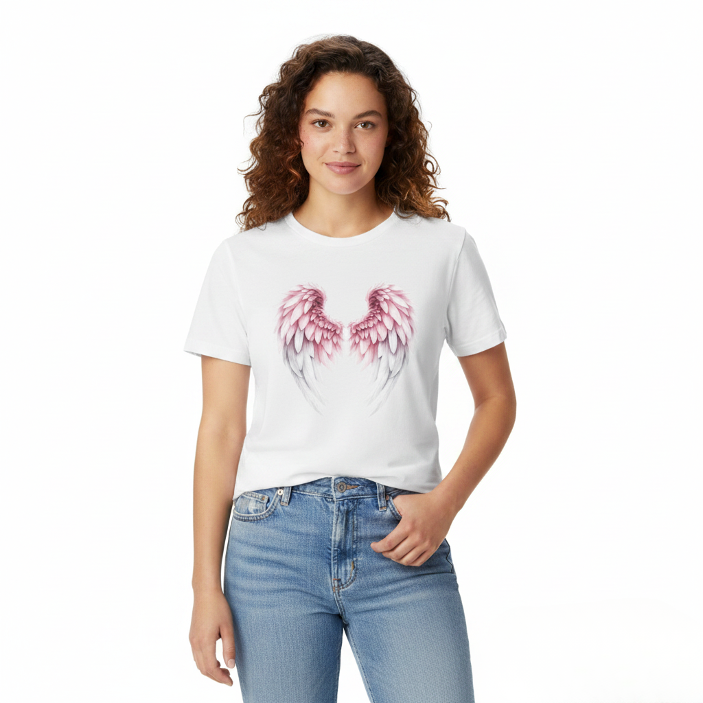 Camiseta con Alas Rosas Ángel – Estilo Delicado